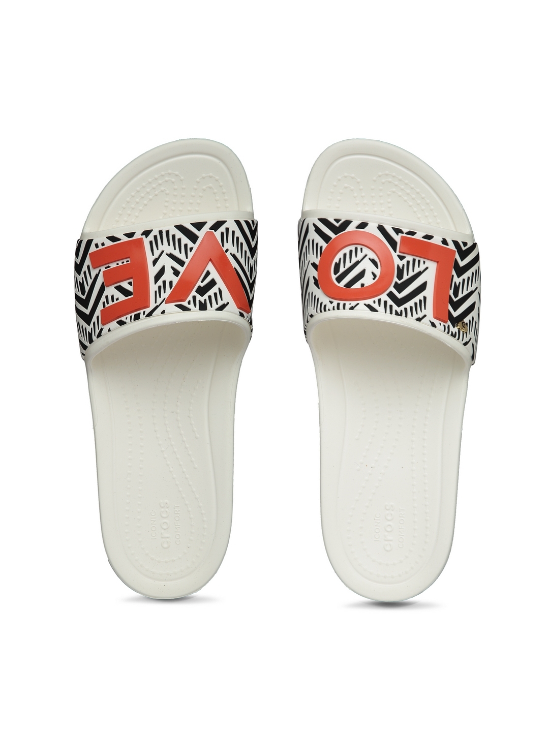 Buy Crocs Drew Women White Red Printed Sliders Flip Flops for