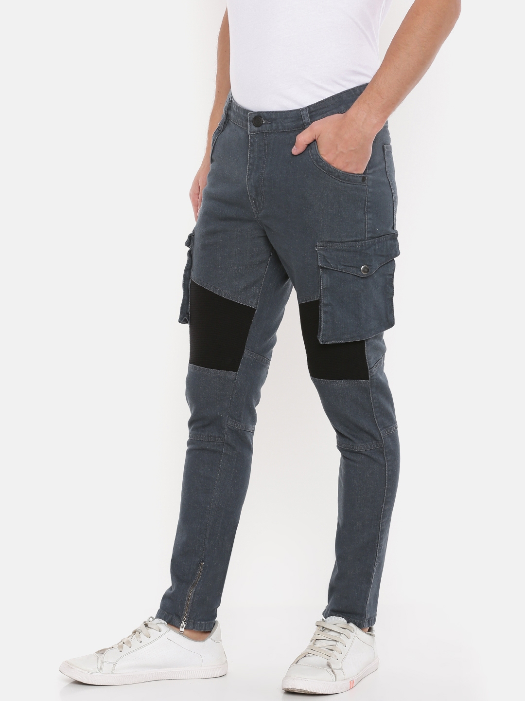 SKULT by Shahid Kapoor Men Charcoal Grey Skinny Fit Mid Rise Clean Look Stretchable Jeans