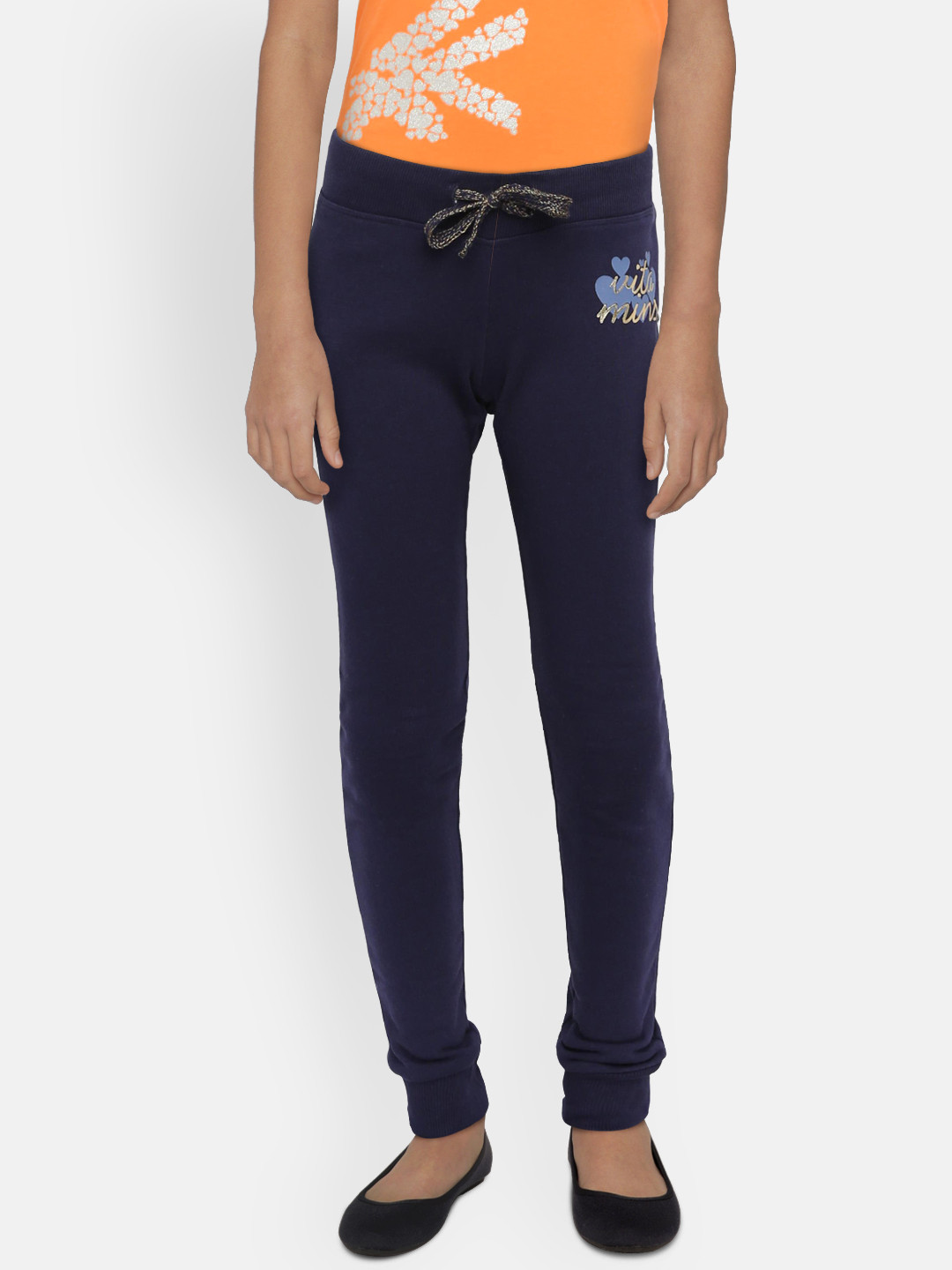 Buy VITAMINS Girls Navy Blue Solid Joggers Track Pants for Girls