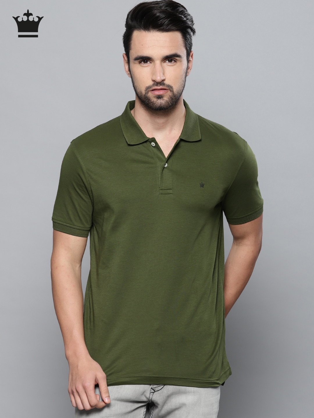 LOUIS PHILIPPE Solid Men Polo Neck Green T-Shirt - Buy LOUIS