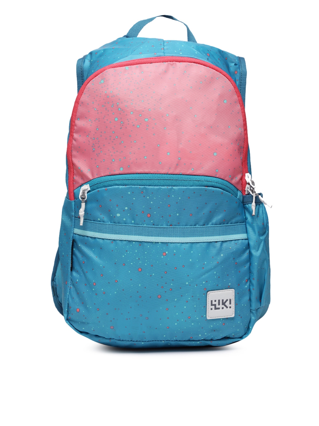 blue and pink backpack