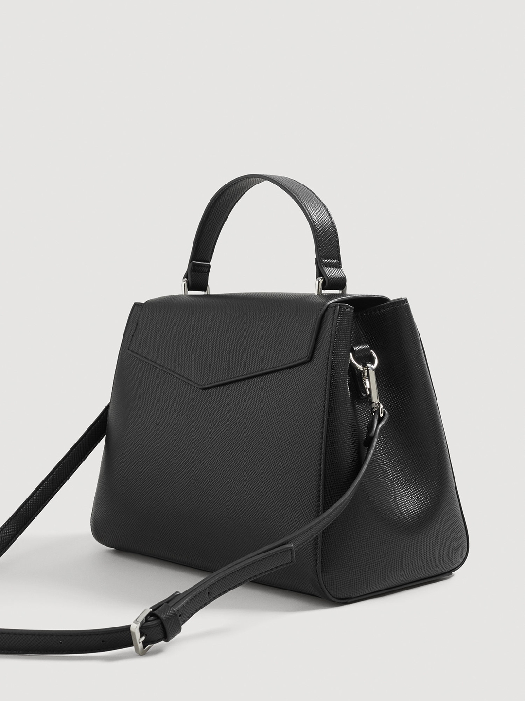 Mango Black Solid Handheld Bag With Sling Strap Handbags For Image