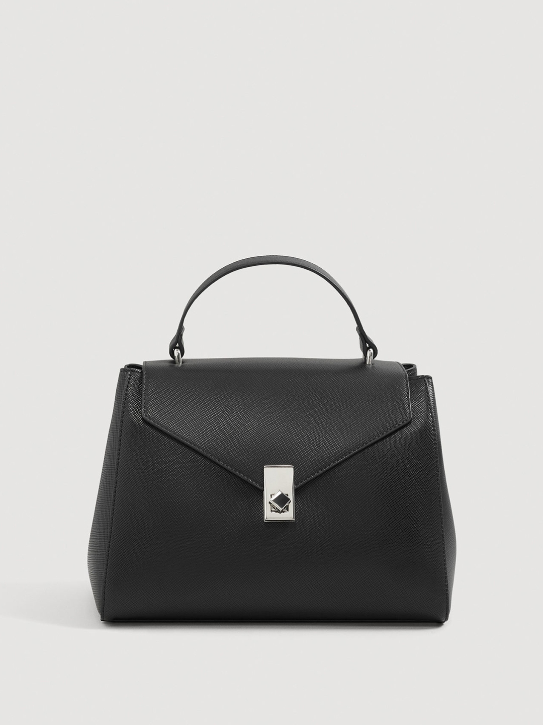 Mango Black Solid Handheld Bag With Sling Strap Handbags For Image