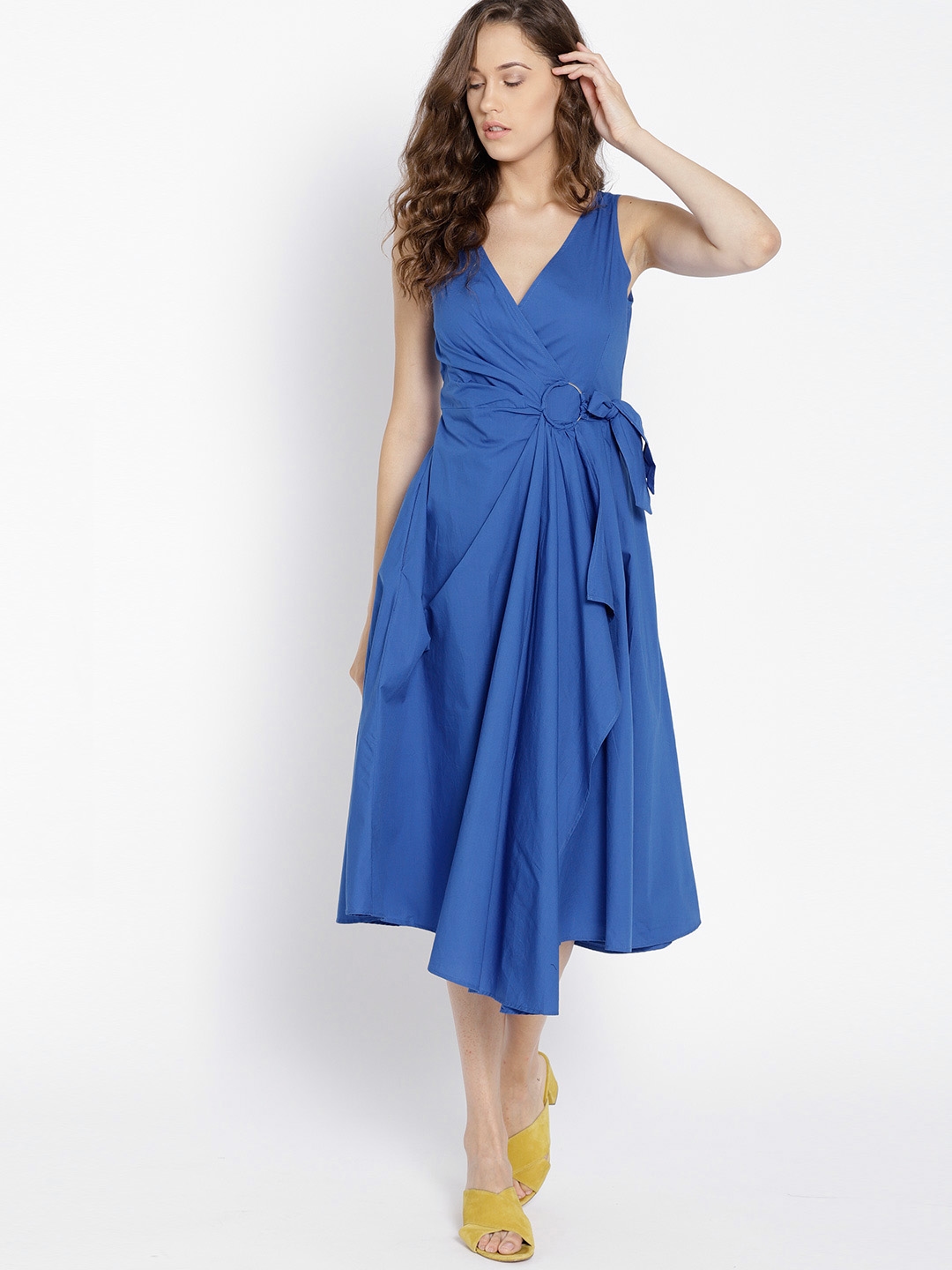 Buy MANGO Women Blue Solid Wrap Dress - Dresses for Women 6995735 | Myntra