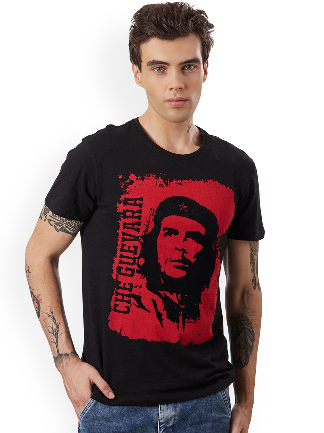Che Guevara Men's Red Face Short Sleeve T-Shirt, Red, Small : Che