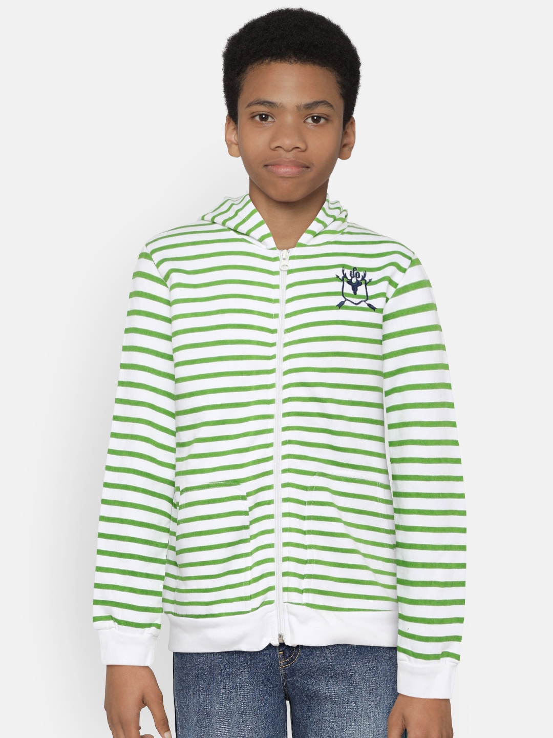 green and white striped sweatshirt