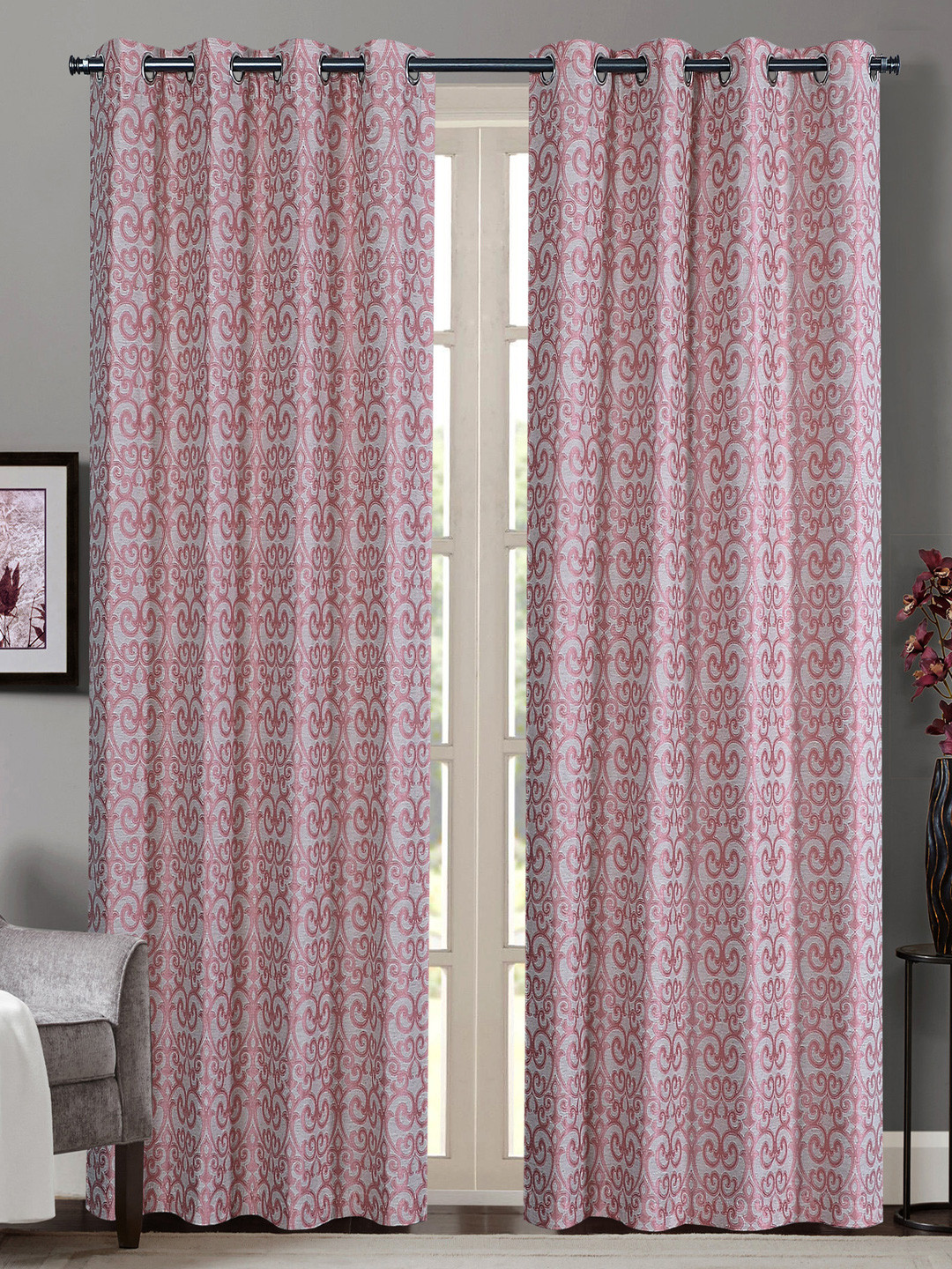 Deco Window Pink Set of 2 Door Curtains