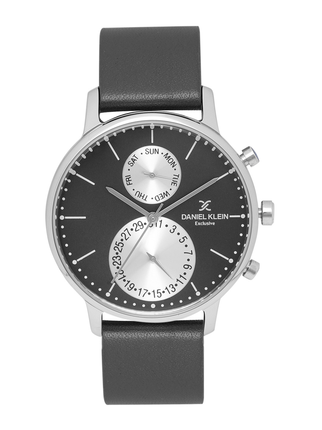 Daniel Klein Exclusive Men Black & Silver-Toned Multifunction Watch DK11712-2