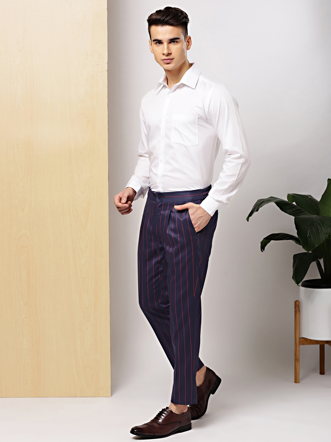 2023 Men Stripe Pants Slim Fit Midwaist Trousers Classic Vintage Check Suit  Male Wedding Pants Men Business Formal Trousers 35 - AliExpress