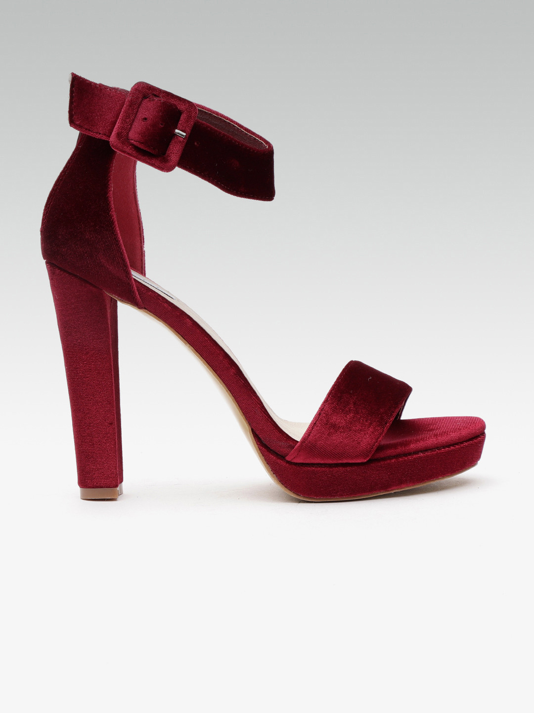 Buy ELLE Women Maroon Solid Velvet Heels - Heels for Women 7029735 | Myntra