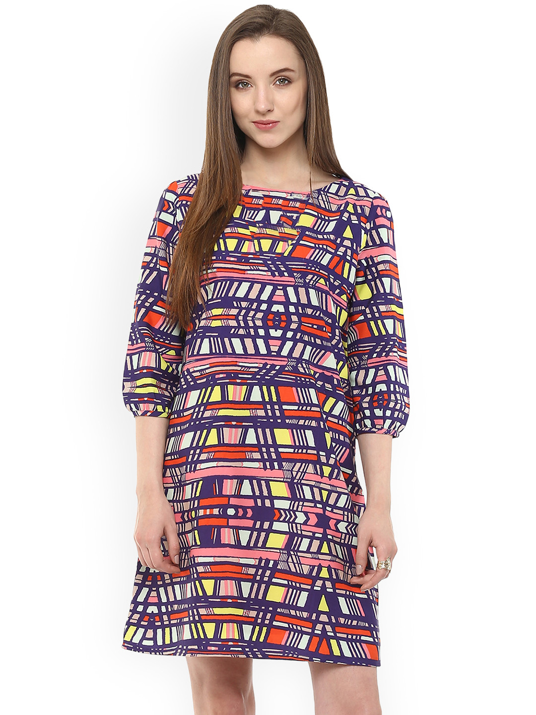 Pannkh Women Pink & Purple Printed Sheath Dress