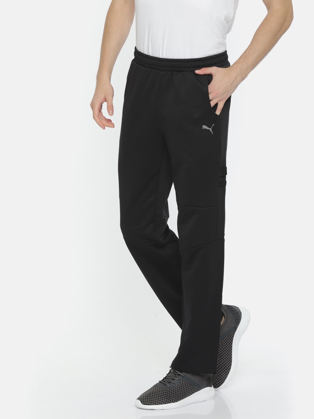 puma solid men's black track pants