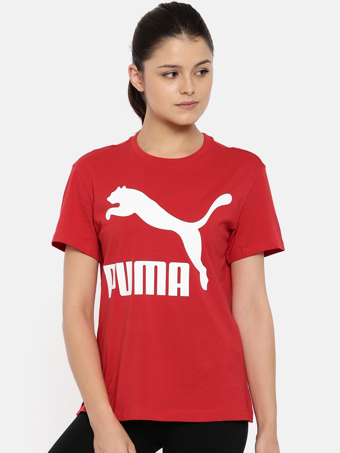 Buy Puma Women Red Classics Logo Printed Pure Cotton T - Tshirts for Women 7034364 | Myntra