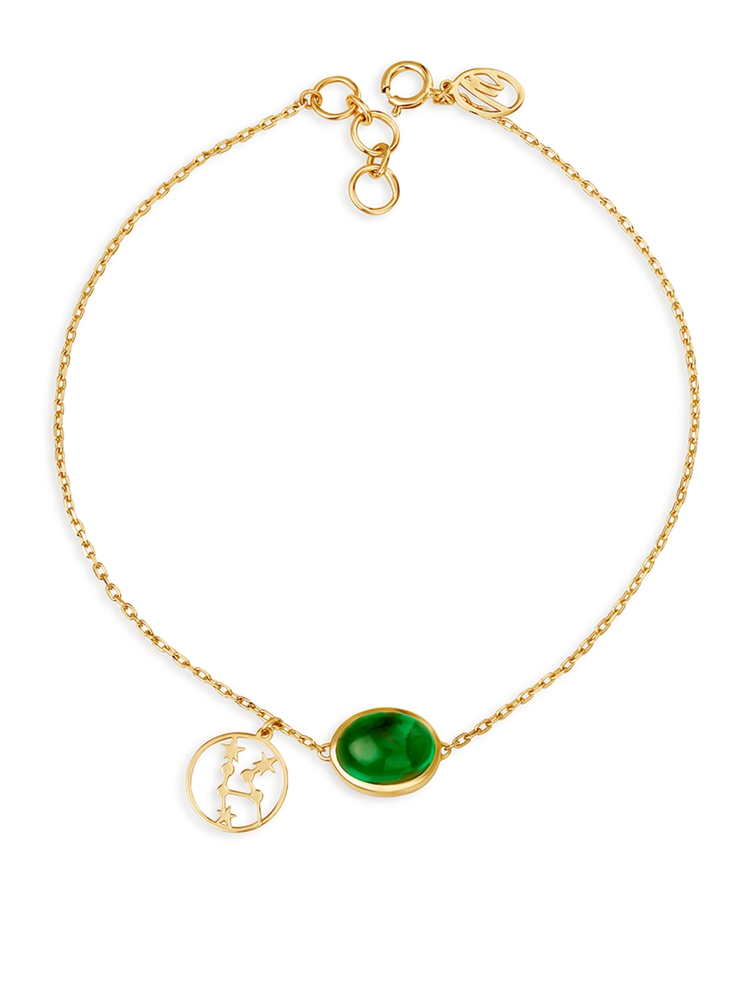 Gold bracelet clearance with green stone