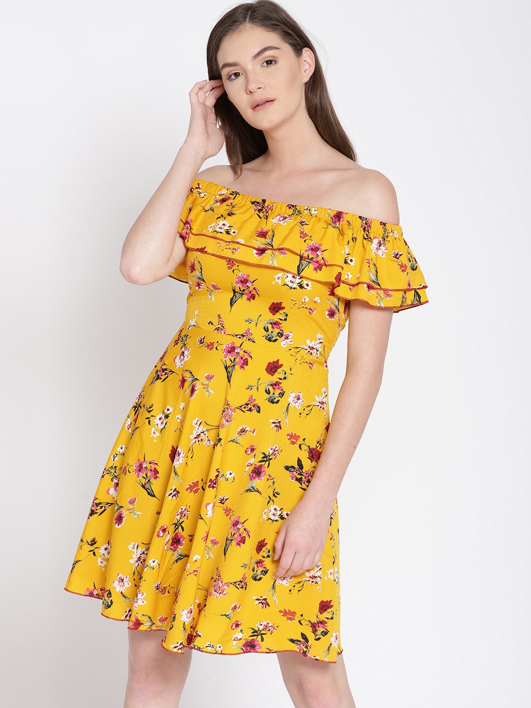 yellow flower print dress