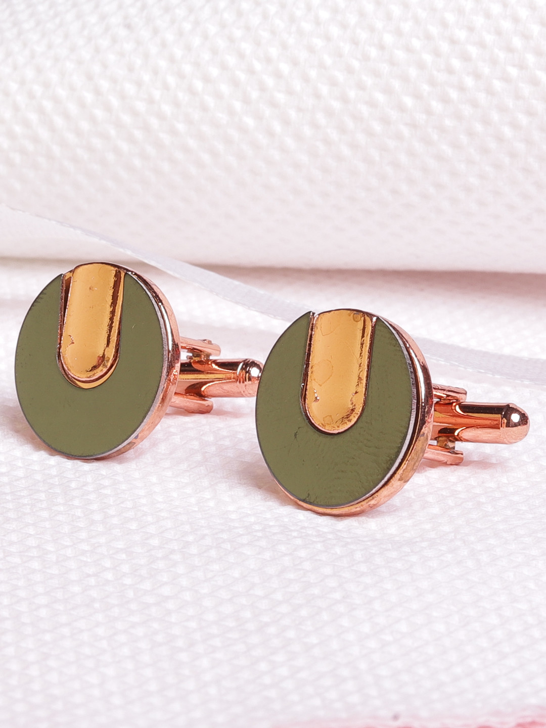 JEWEL JUNCTION Bronze-Toned Round Cufflinks