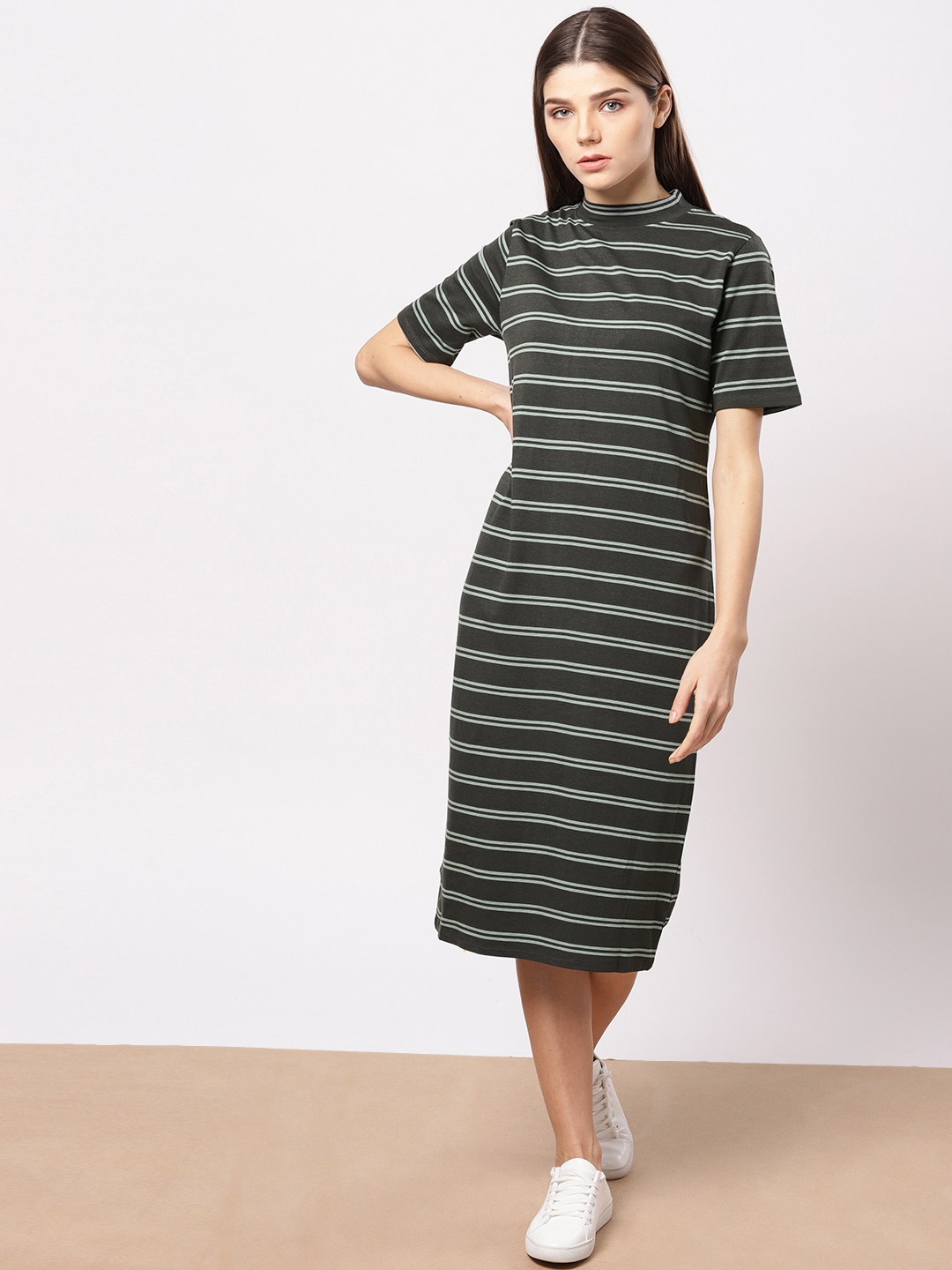 olive green t shirt dress