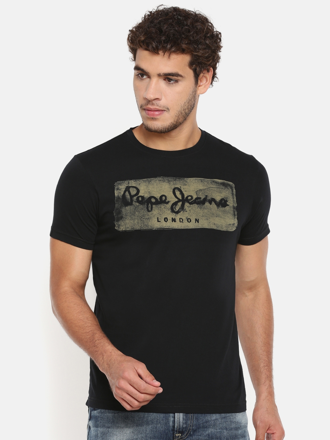 Buy Pepe Jeans Men Black Printed Slim Fit T Shirt - Tshirts for Men 7077895  | Myntra | T-Shirts