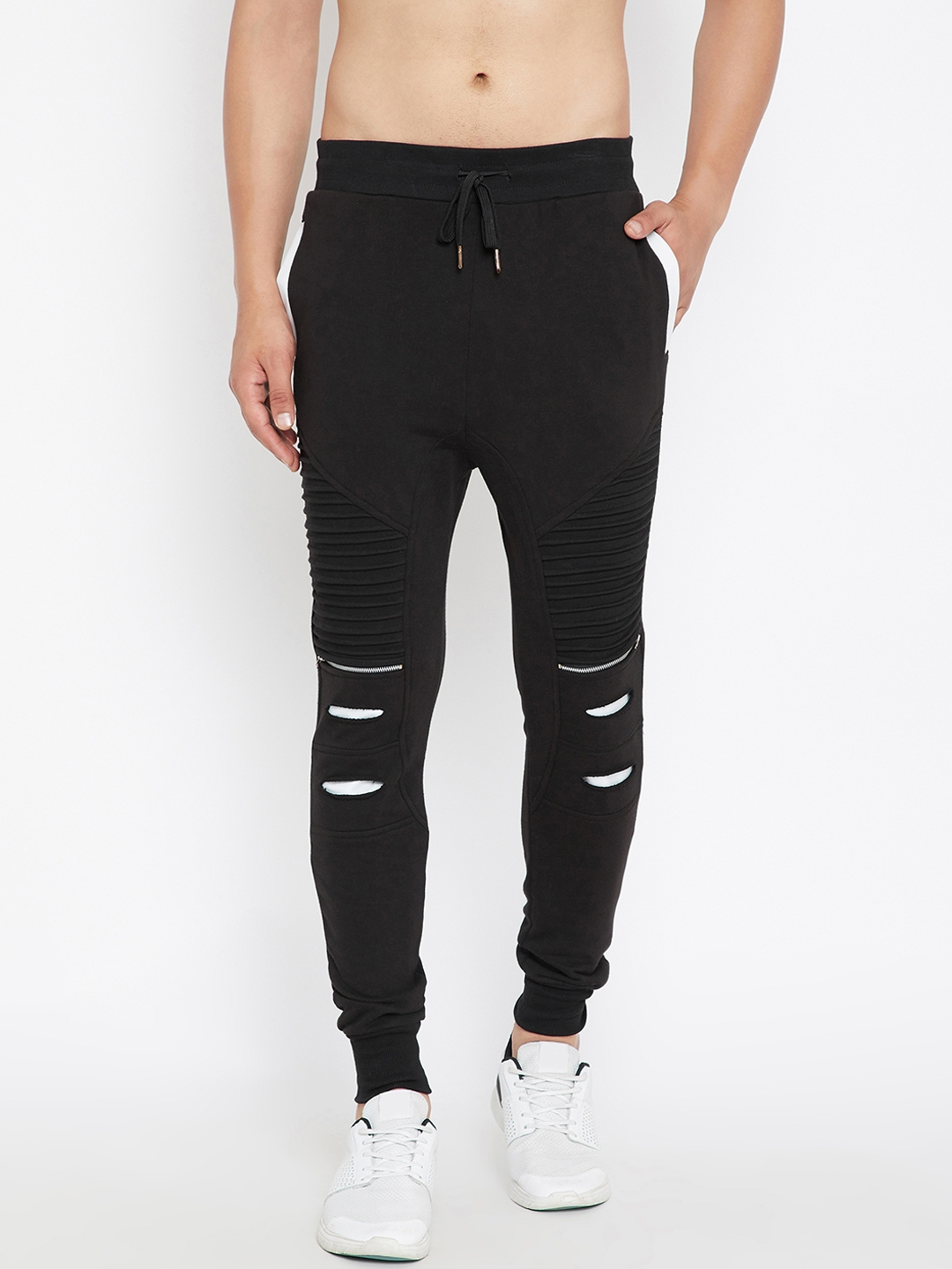 black distressed joggers