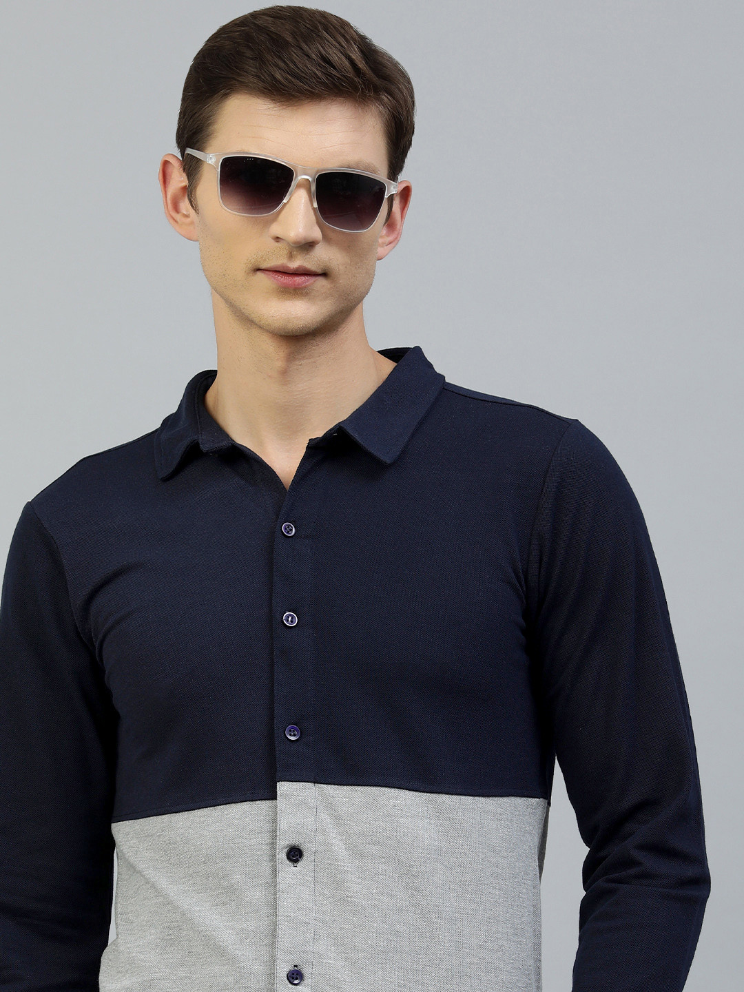 CAHOOT Colourblocked Spread-Collar Casual Shirt