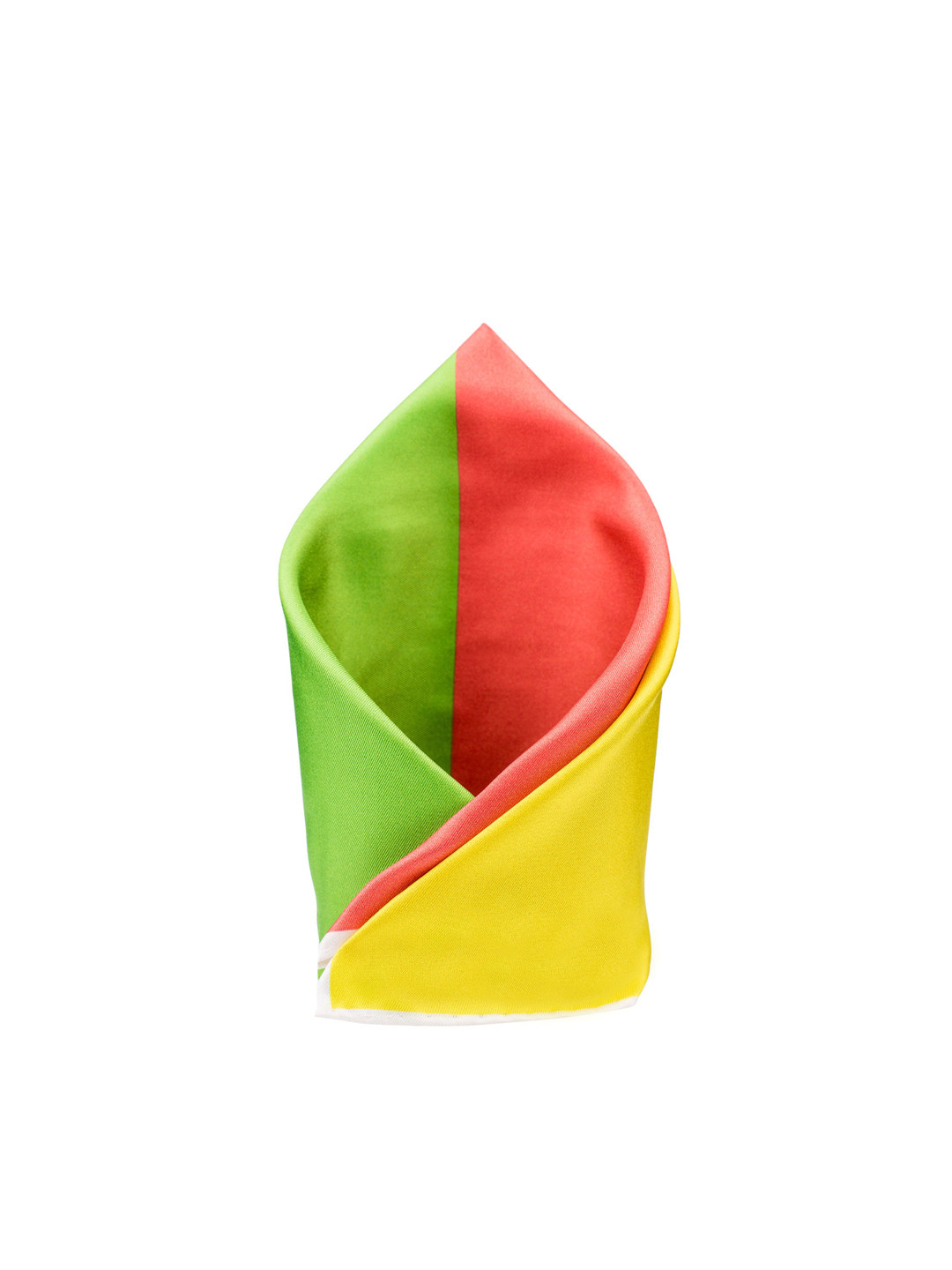 The Tie Hub Men Pink & Green Colourblocked Silk Square Pocket Square
