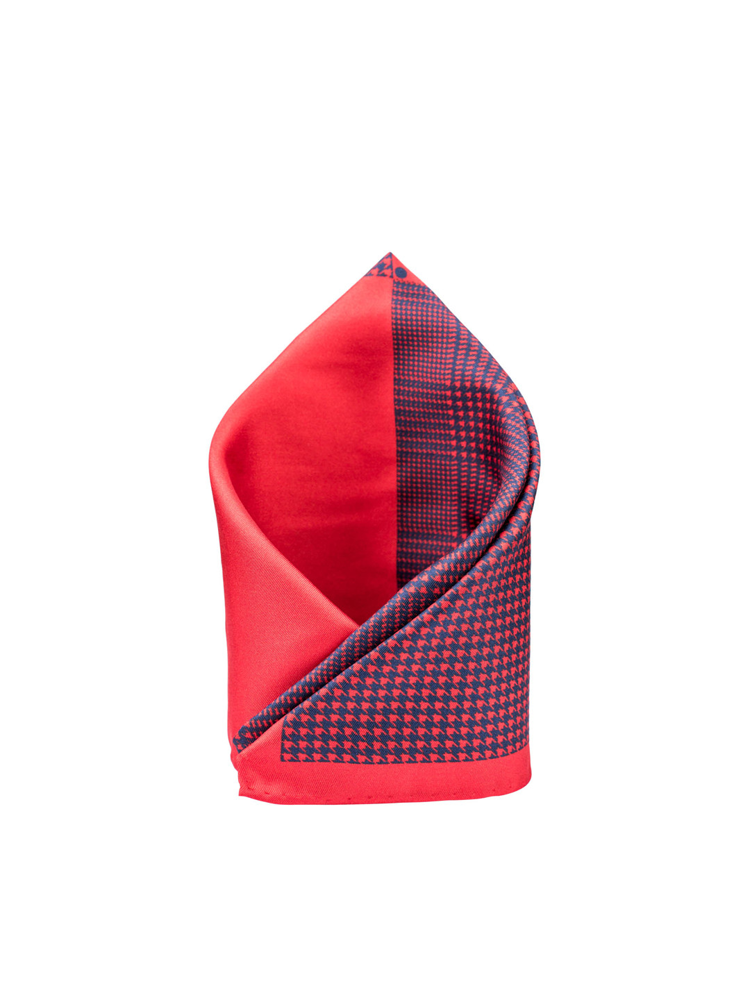 The Tie Hub Men Red & Navy Blue Printed Silk Square Pocket Square