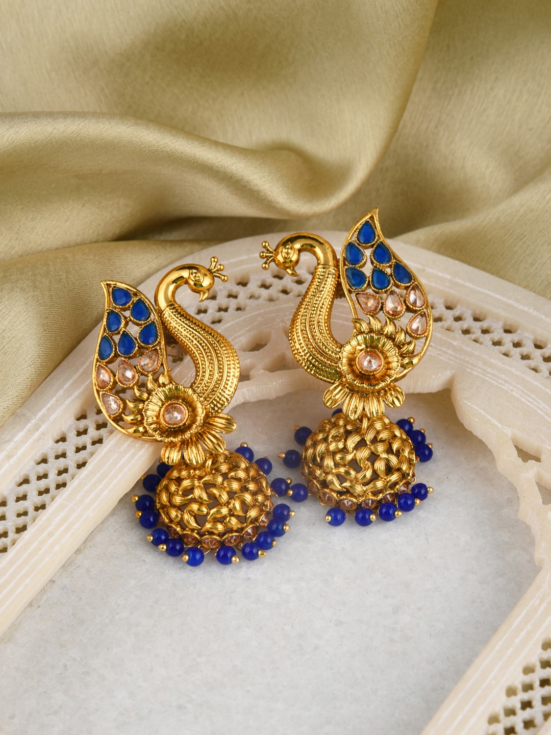 Flipkartcom  Buy PANASH GoldPlated Red Peacock Shaped Handpainted Drop  Earrings Brass Drops  Danglers Online at Best Prices in India