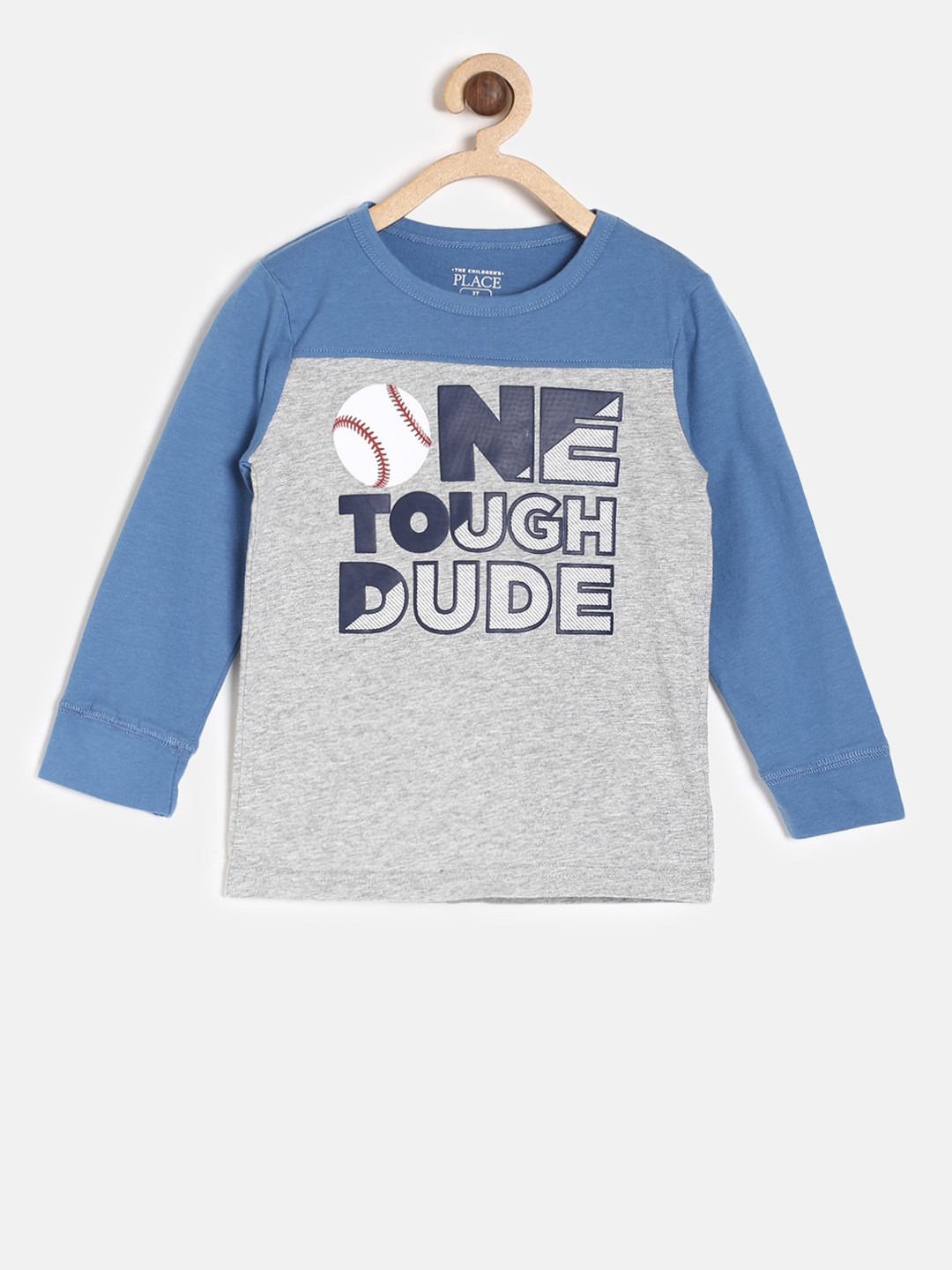 The Childrens Place Boys Grey & Blue Printed Sweatshirt