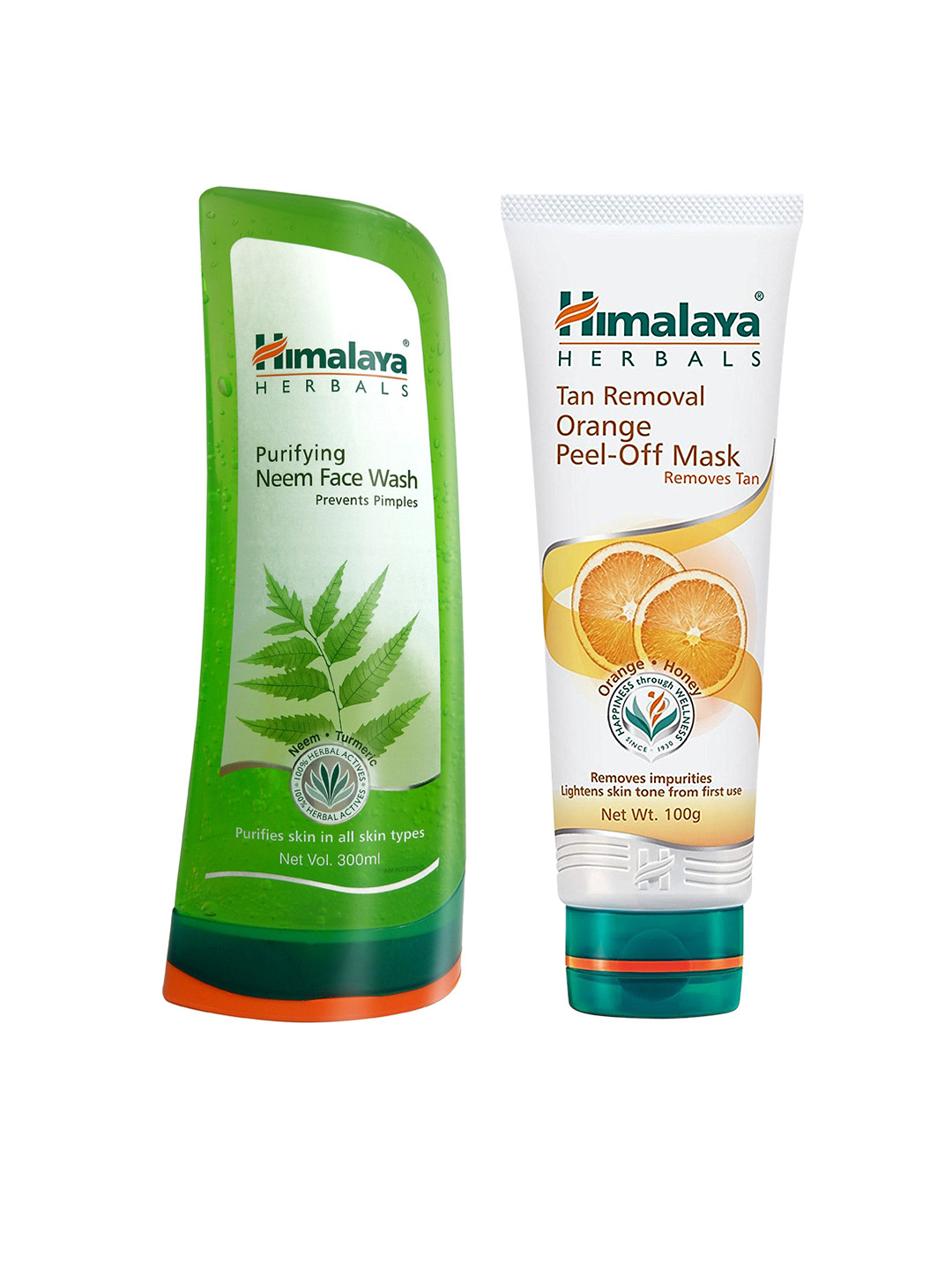 Himalaya Set of Orange Peel-off Mask and Neem Face Wash