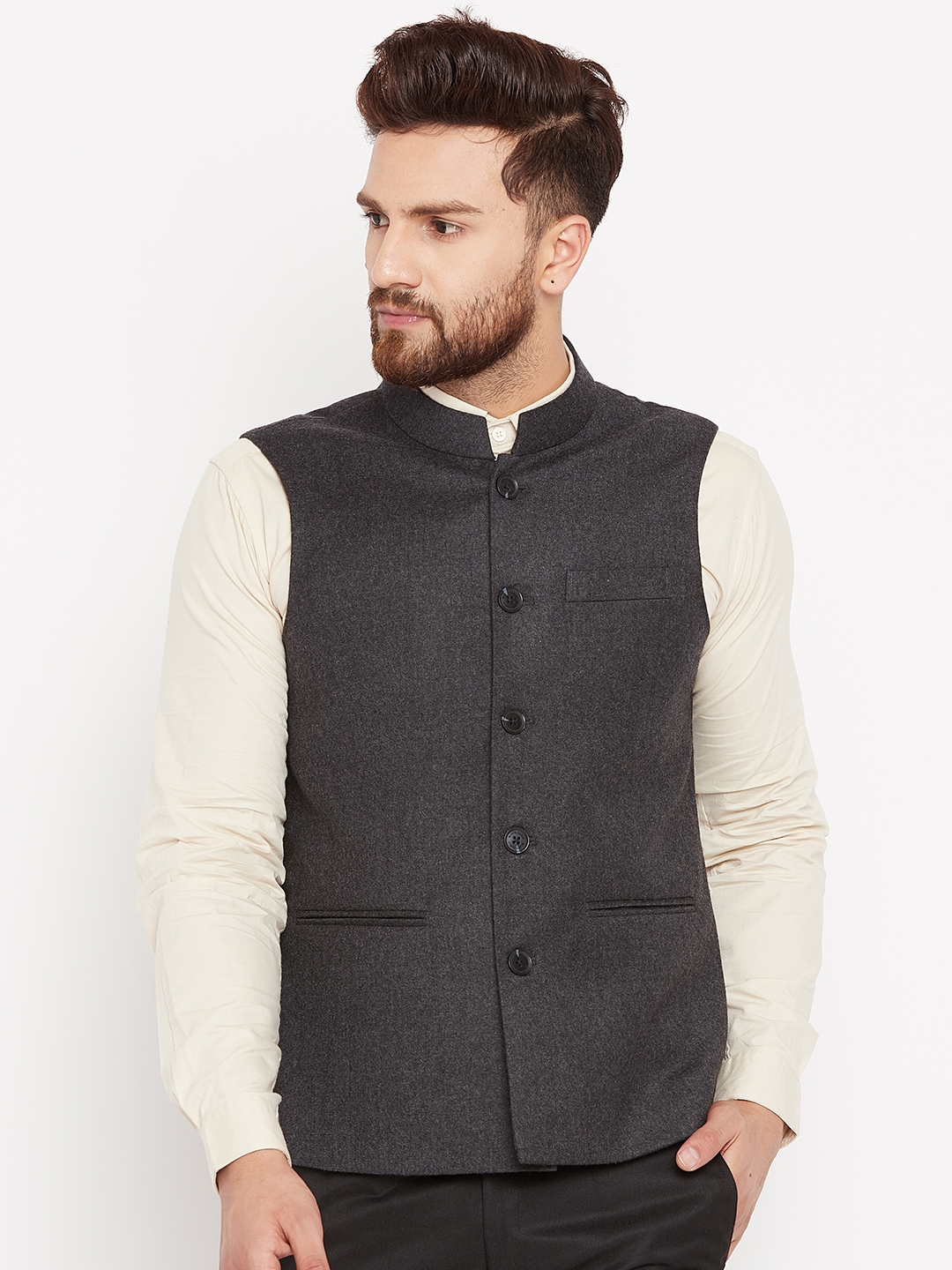 Buy Monte Carlo Men Charcoal Grey Nehru Jacket - Nehru Jackets for Men  7096269 | Myntra