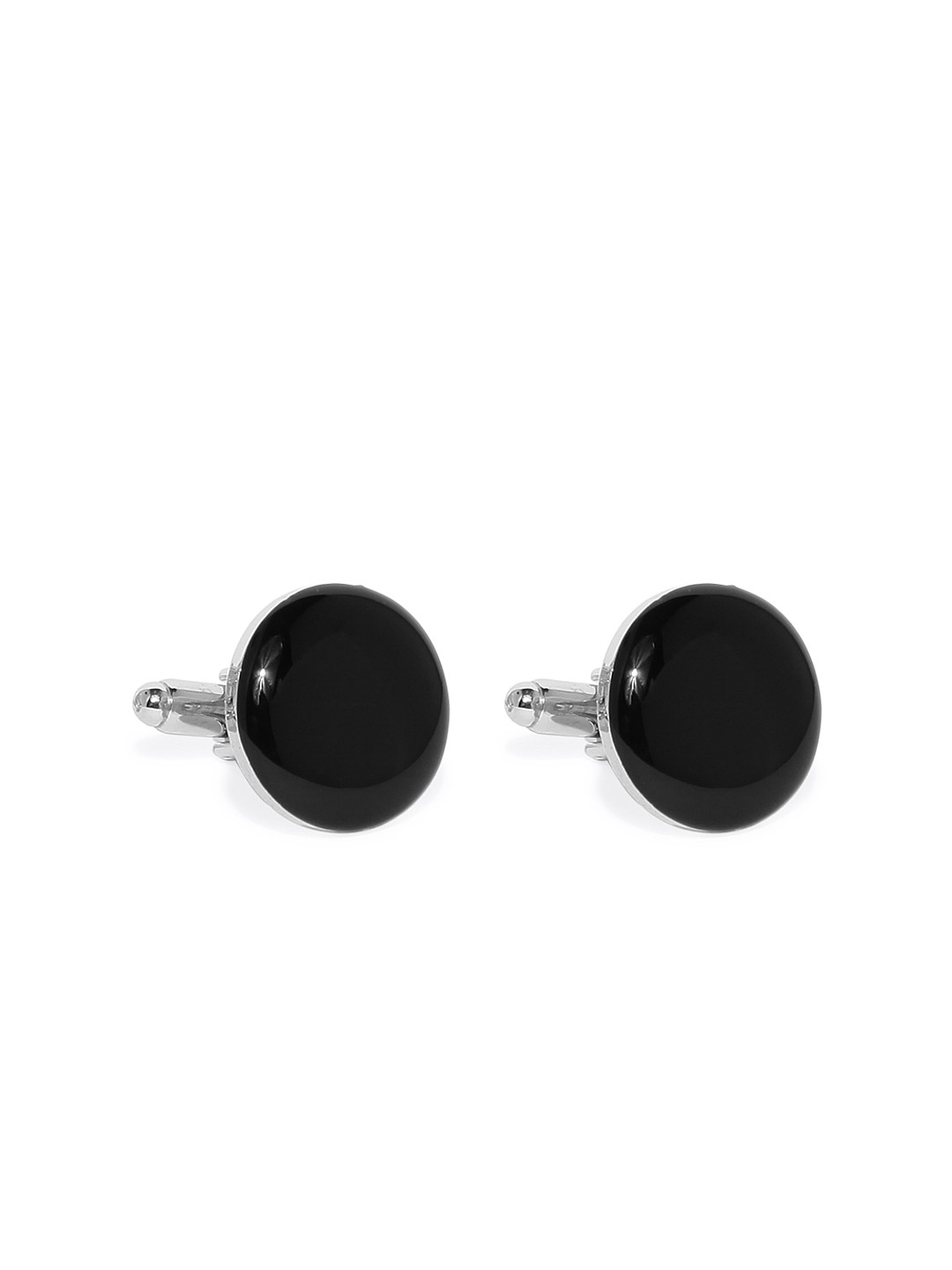 Peora Black Round Cufflinks