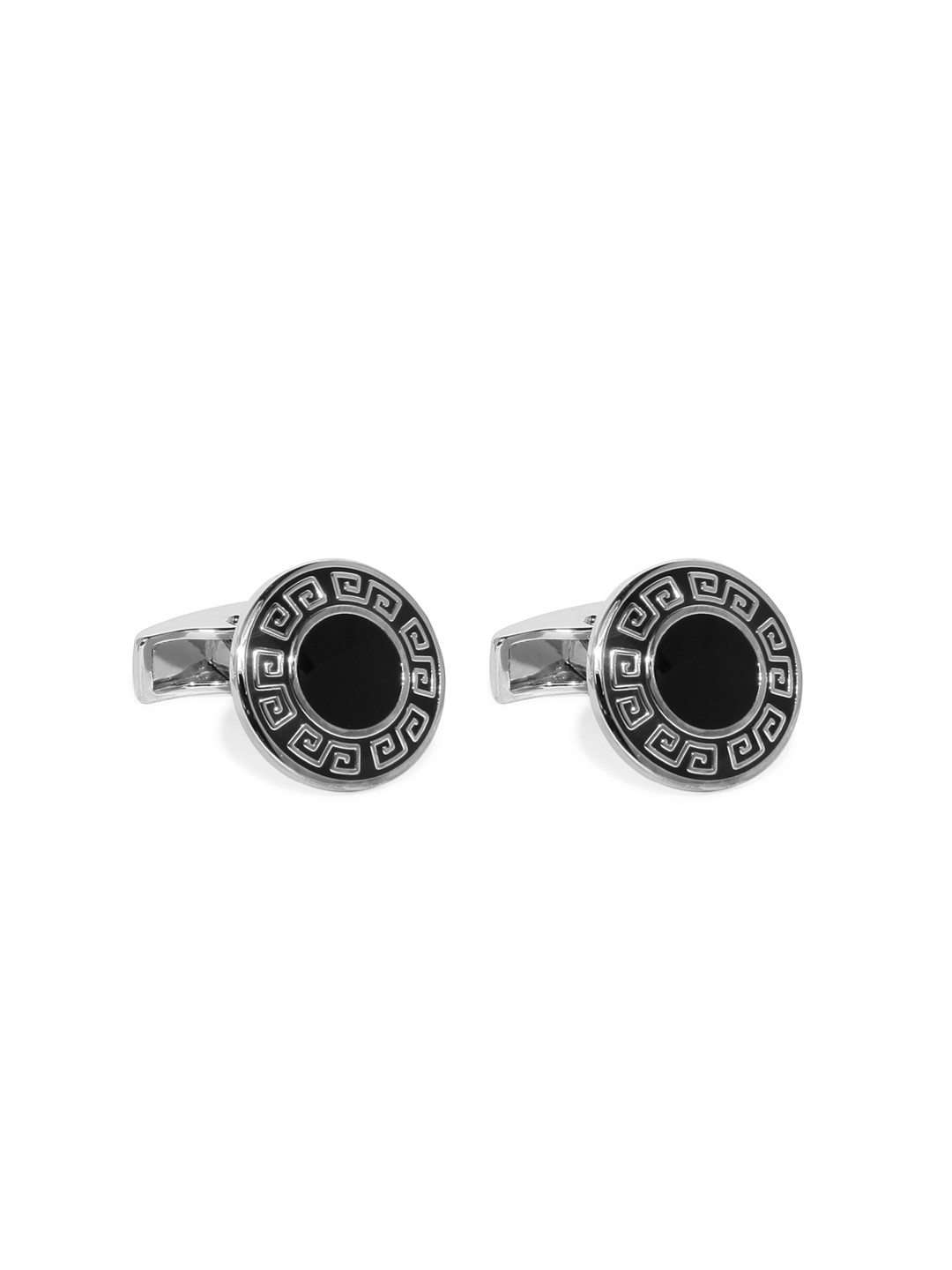 Peora Black Round Cufflinks