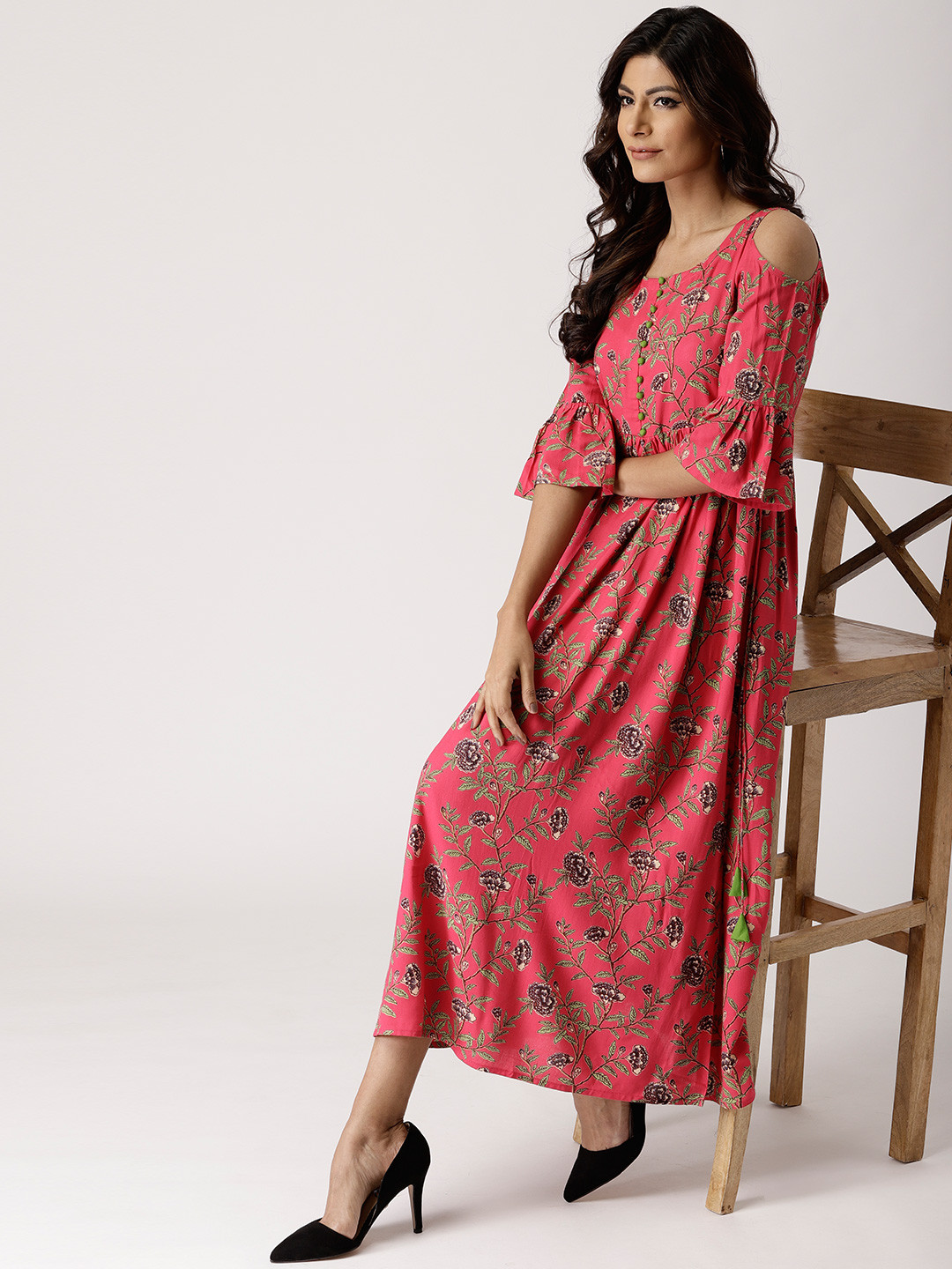 casual cold shoulder maxi dress