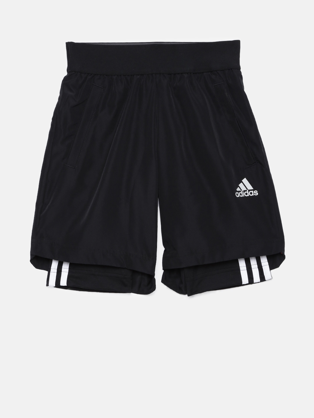 Black Football 2In1 Sports Shorts