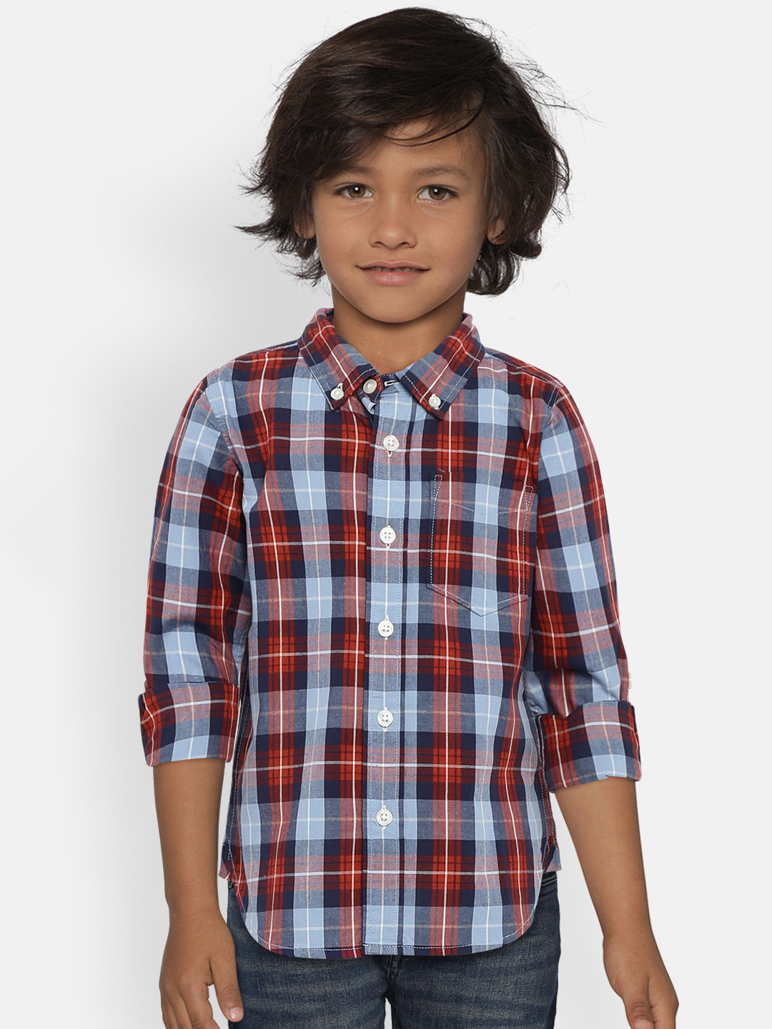 baby boy blue plaid shirt