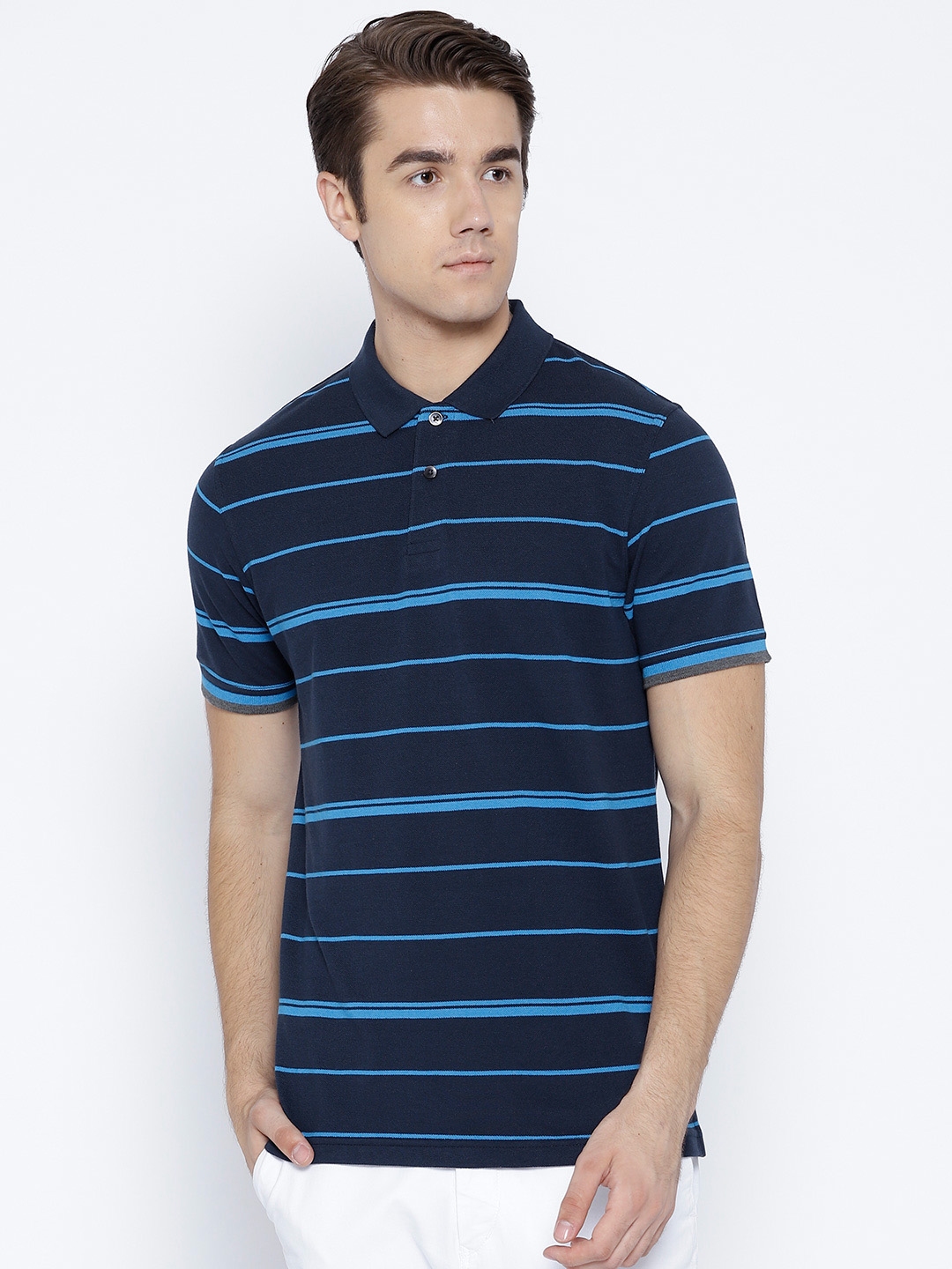 navy blue t shirt myntra