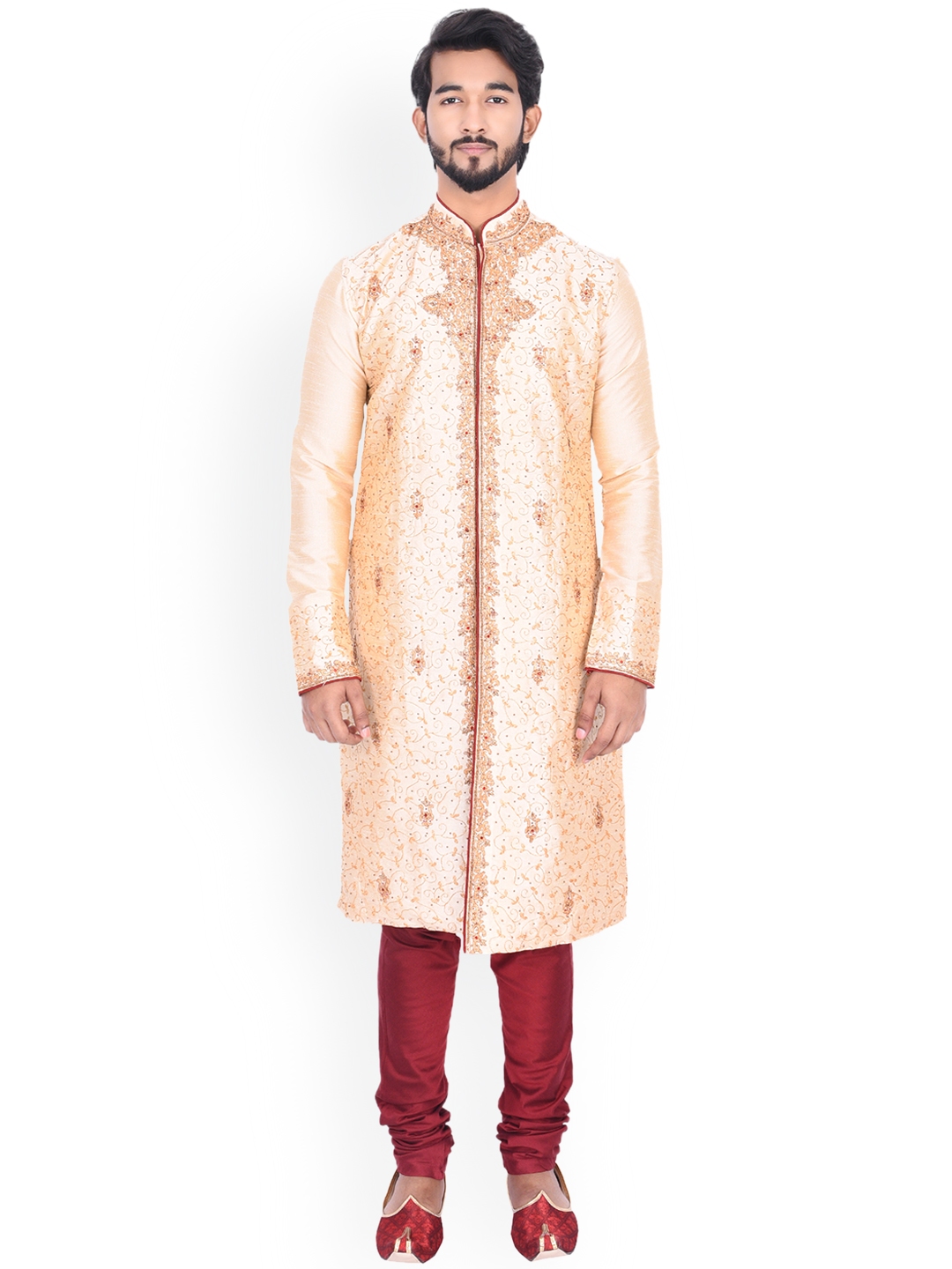 Manyavar yellow kurta with jacket best sale