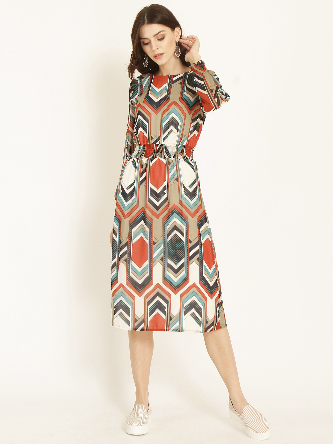 RARE ROOTS Women Multicoloured Printed Fit and Flare Dress