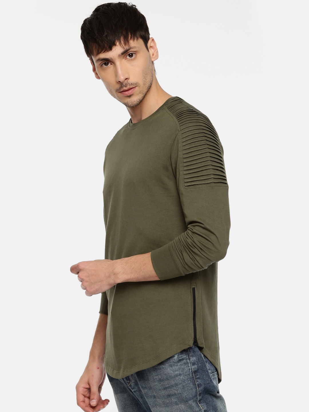 Buy SKULT by Shahid Kapoor Men Olive Green Slim Fit Distressed