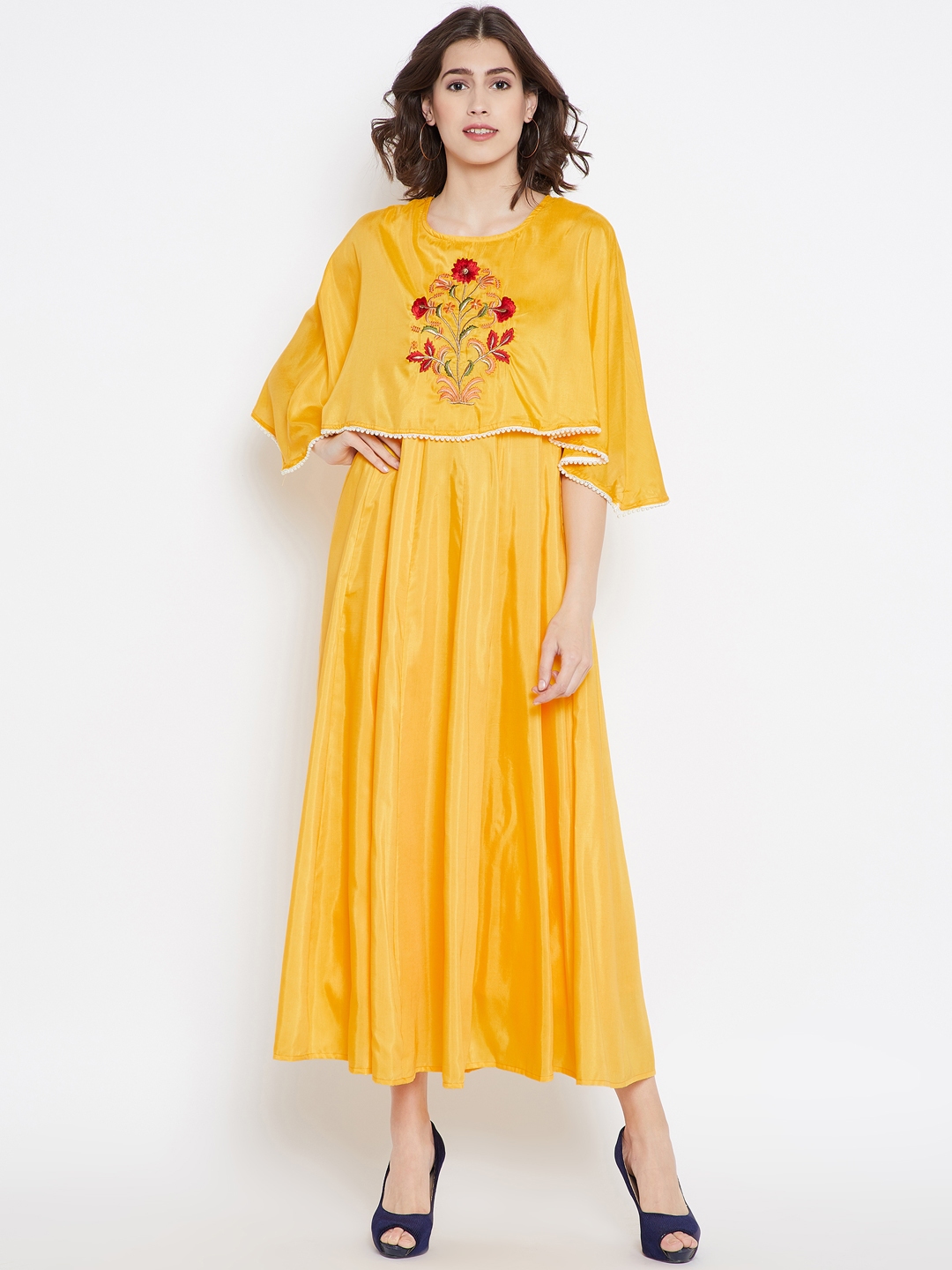 Buy YELLOW TRANSPARENT HOODED MAXI DRESS for Women Online in India