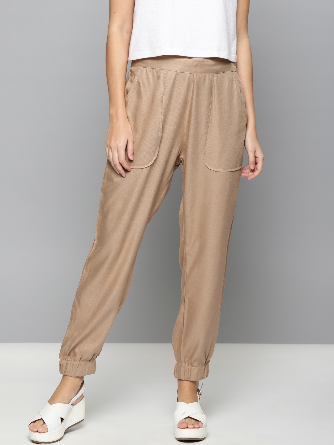 brown joggers women