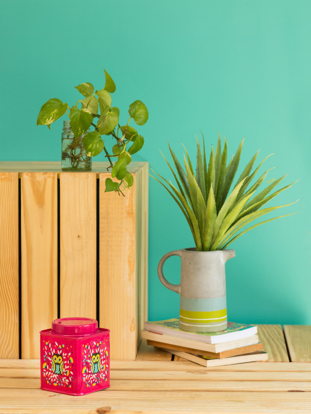 Chumbak Pink Perching Owl Storage Tin, 300 ml