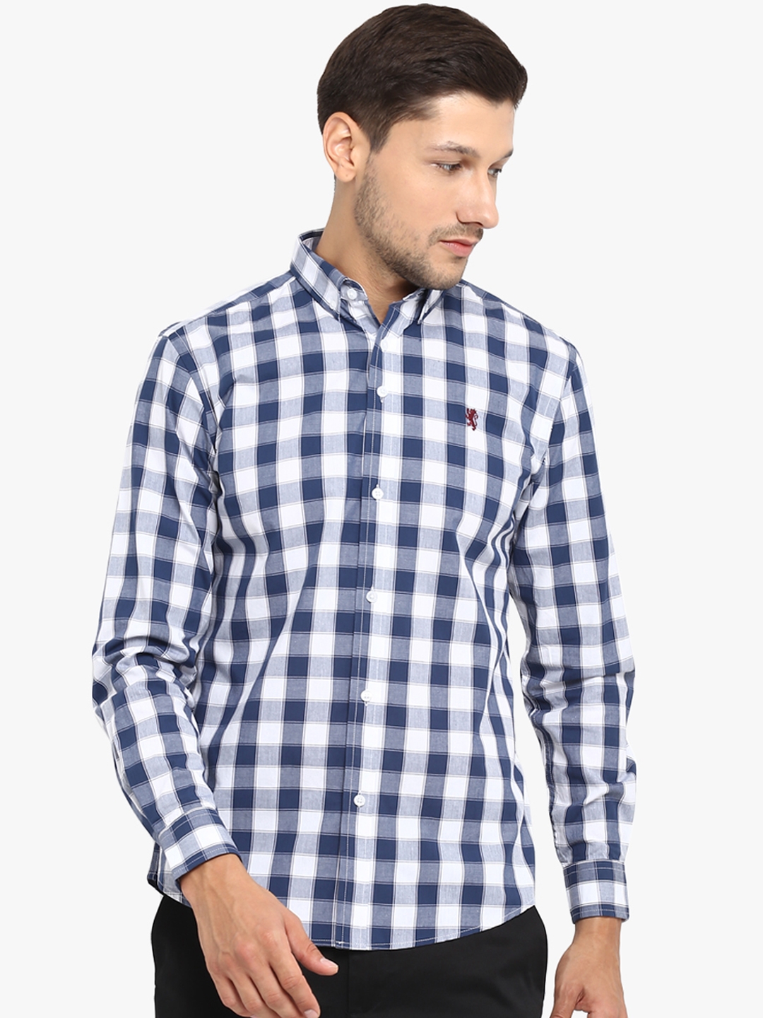 Red Tape Men Blue & White Checked Casual Shirt