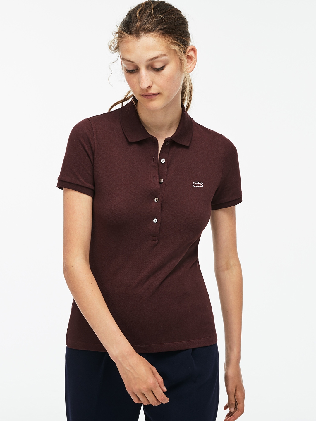 burgundy lacoste shirt