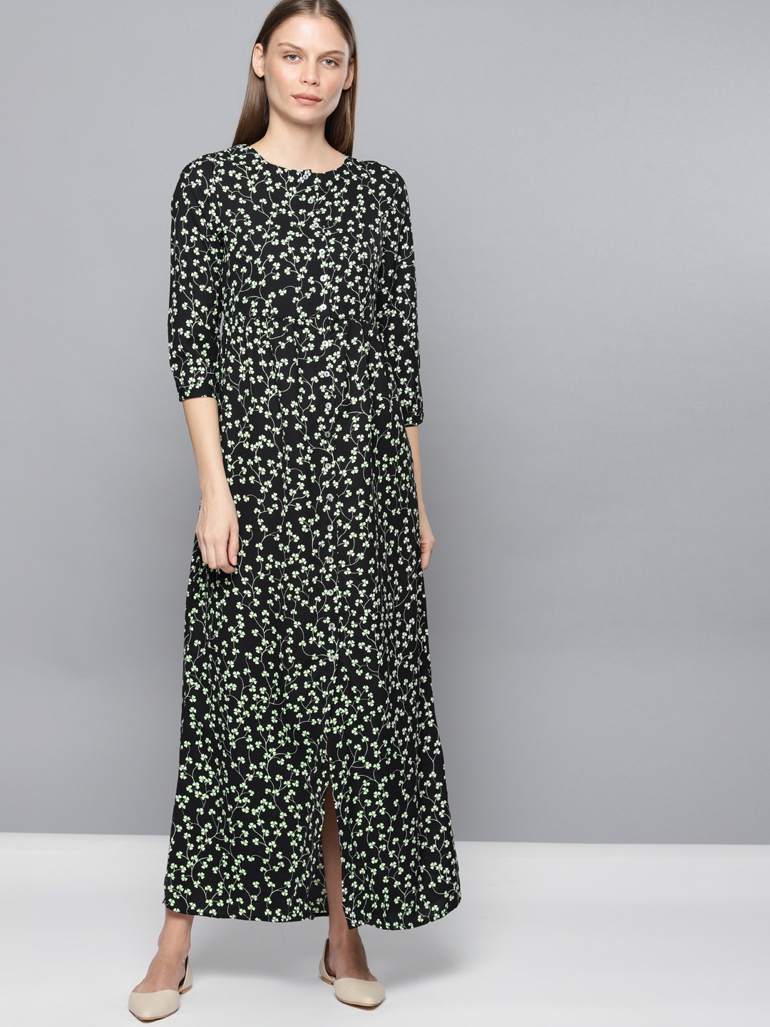 black printed maxi dress