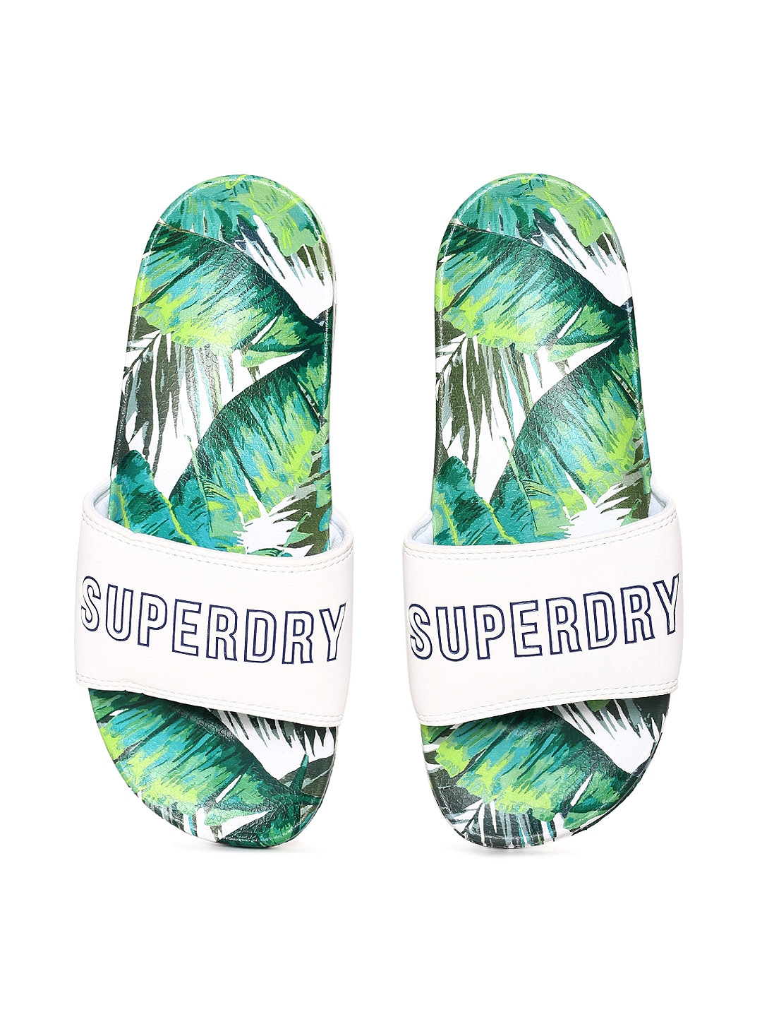 Buy Superdry Women Green Printed Sliders Flip Flops for Women