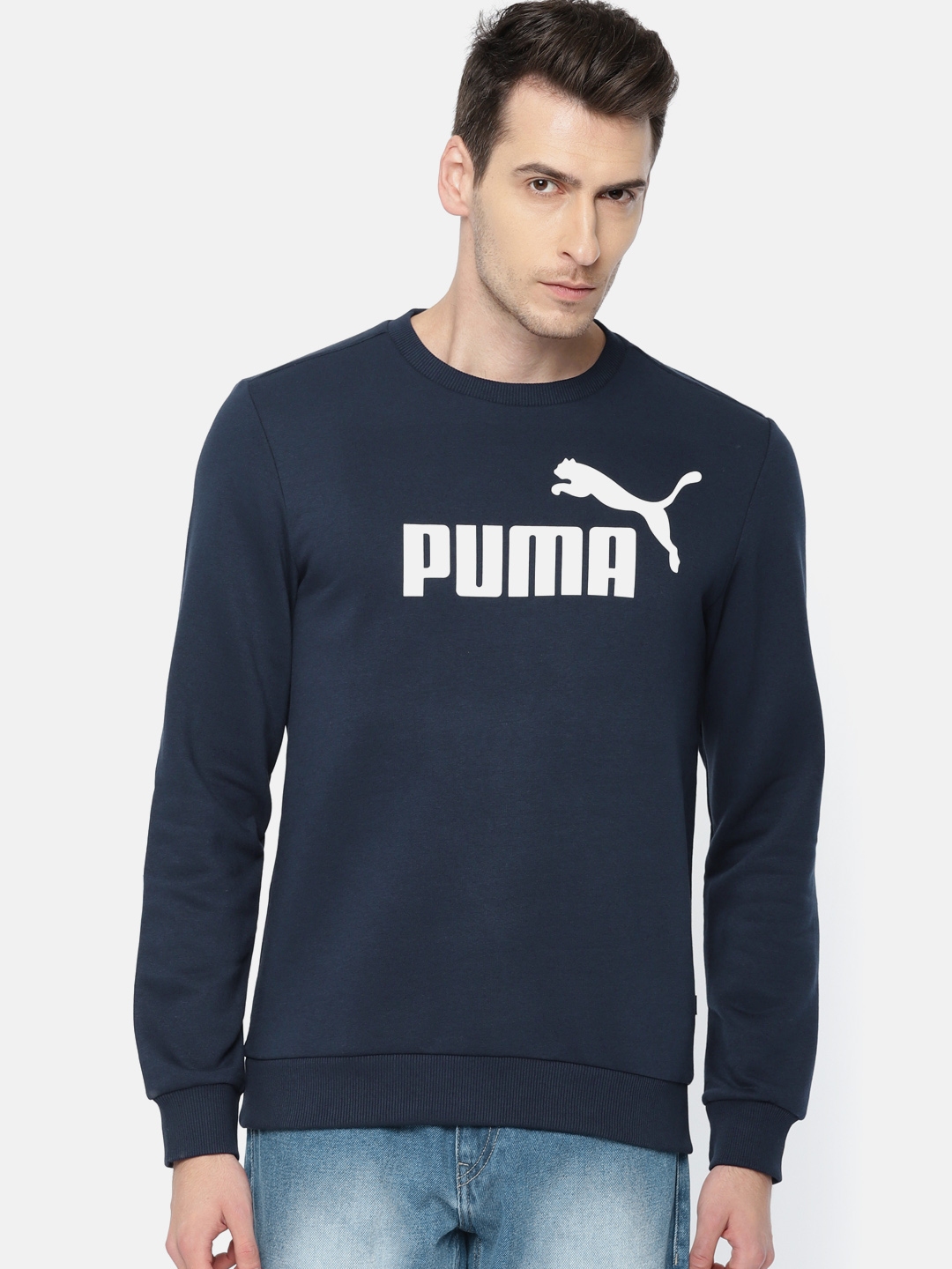 Buy Puma Men Navy Printed ESS Logo Crew 
