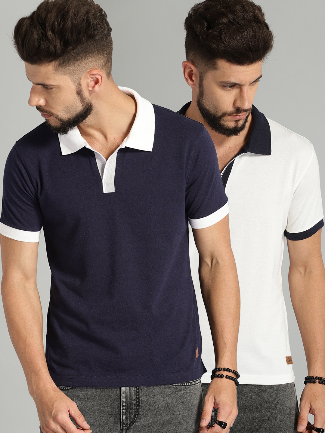 Buy Roadster Men Set Of 2 Polo Collar T Shirts - Tshirts for Men ...