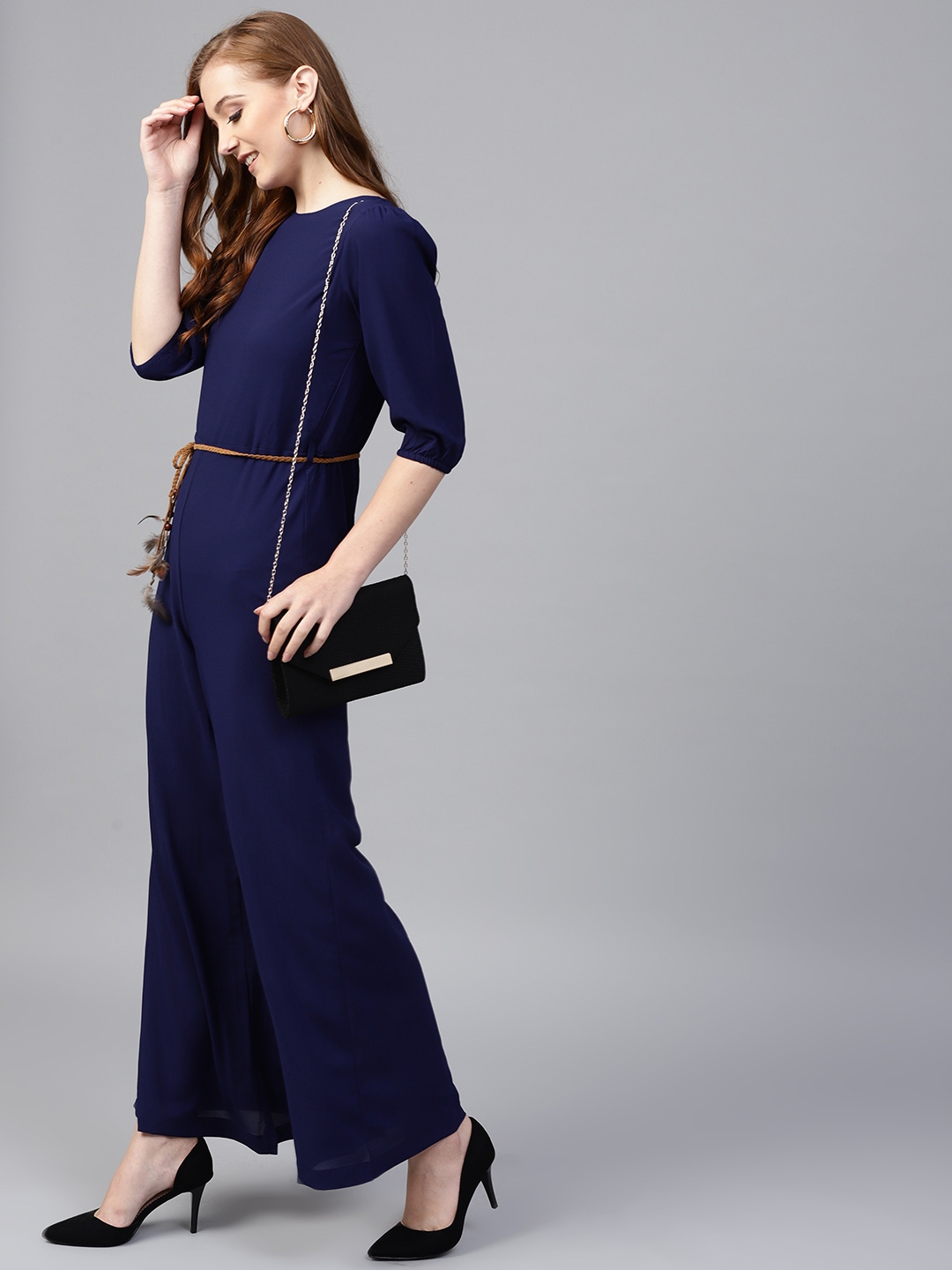 navy blue jumpsuit with sleeves