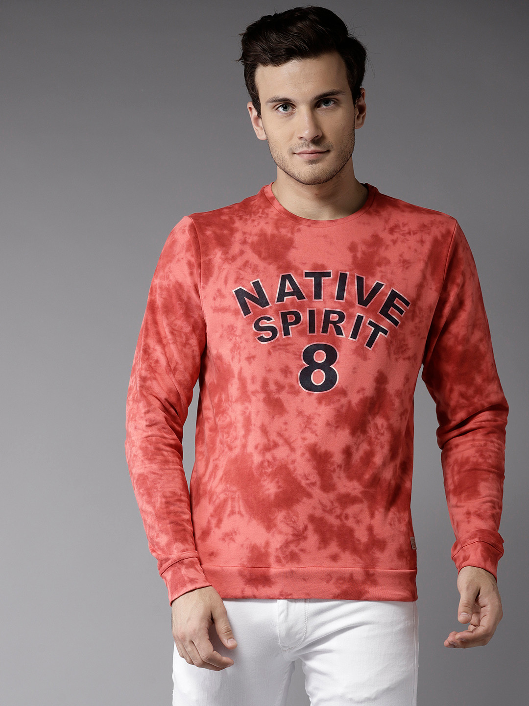 Buy Flying Machine Men Coral Red Dyed Sweatshirt - Sweatshirts for Men  7189253 | Myntra